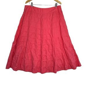 Talbots Coral Pink Irish Linen Maxi Skirt Womens 16 Tiered Beach Coastal